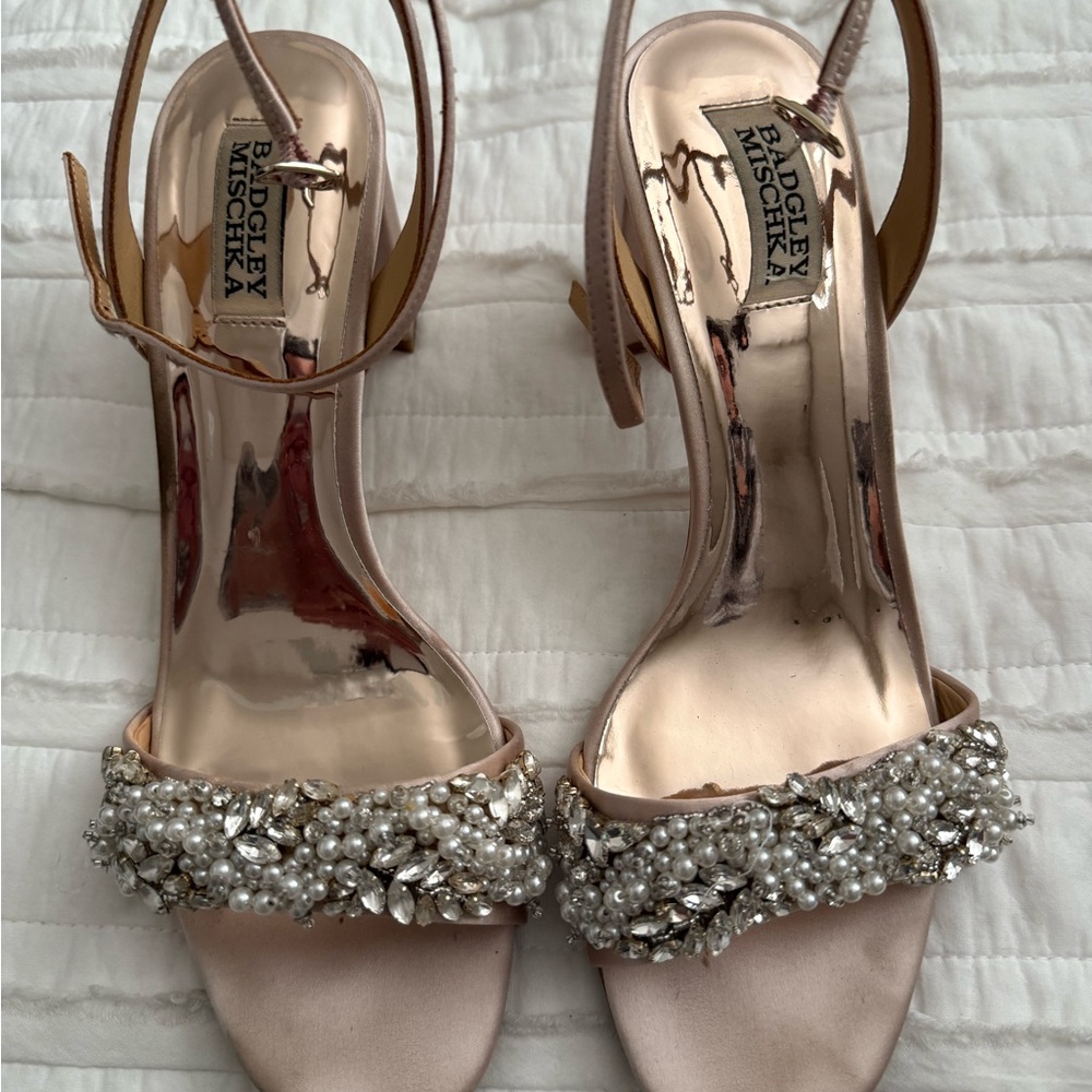 Badgley Mischka Women's Pearl Embellished Heels - Cream